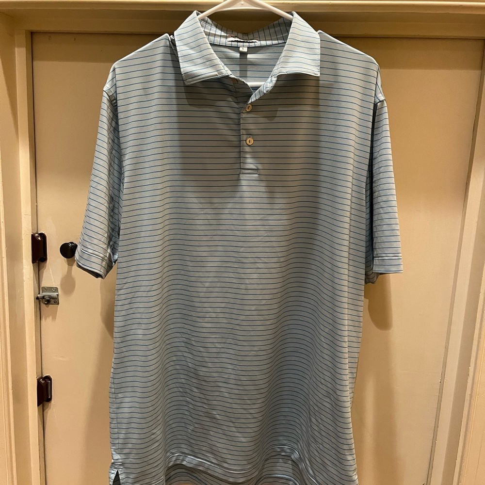 Peter Millar Light Blue Striped Polo Shirt